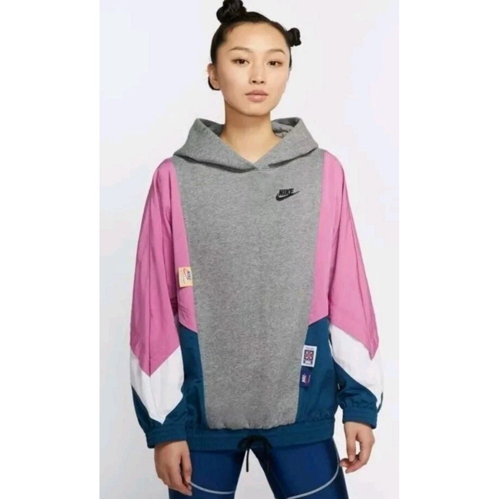Nike Icon Clash Hoodie Windbreaker Women's S Color Block 70's 80's Tags Pink